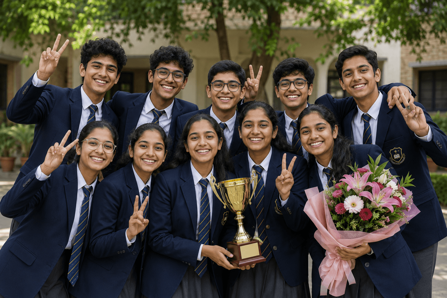 Senior students celebrating their ISC results