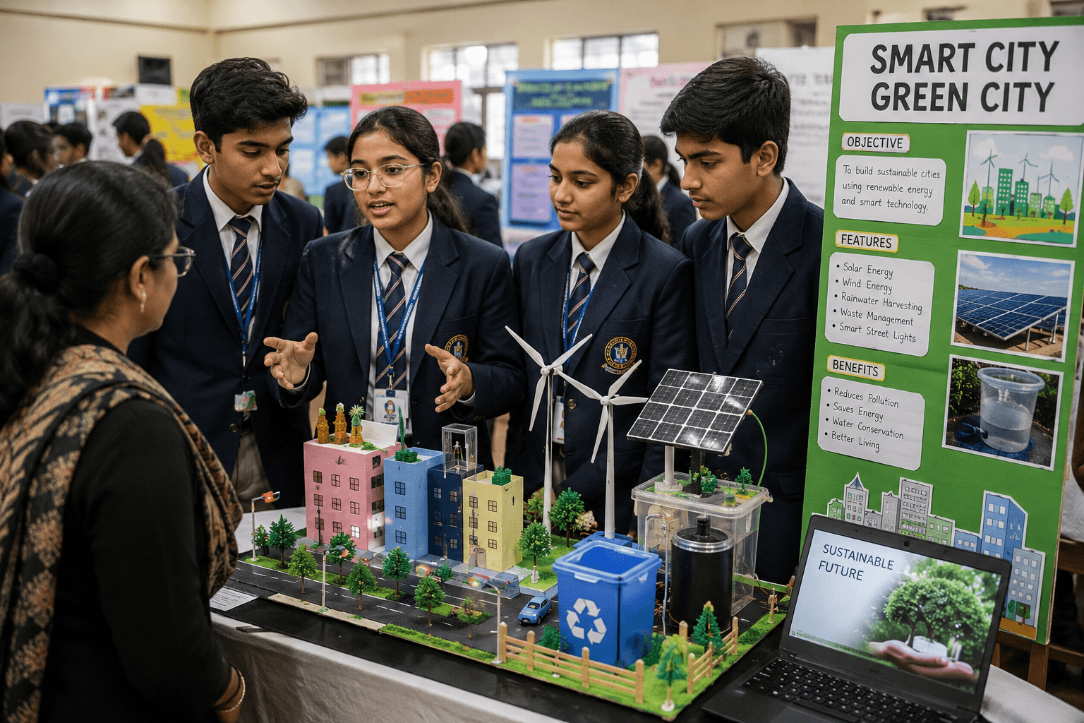 Students presenting projects at the annual science exhibition